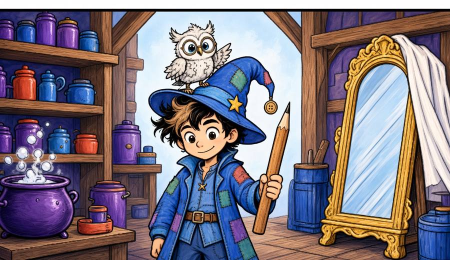 Walter and Feathersnoot in Walter's workshop